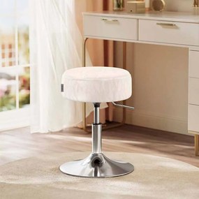 Banco para toucador com altura ajustável e rotação de 360°, branco creme