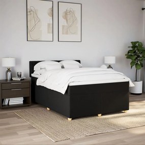 Cama com molas/colchão 160x200 cm tecido preto