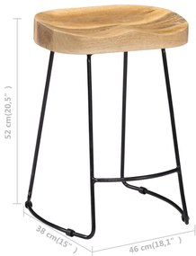 Bancos de bar Gavin 2 pcs madeira mangueira maciça