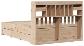 Cama com estante sem colchão 140x200 cm pinho maciço