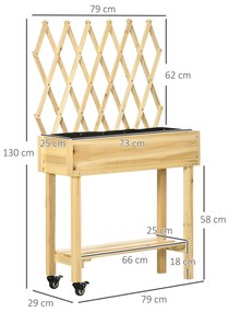 Outsunny Horta Vertical Elevada de Madeira com Rodas Mesa de Cultivo c