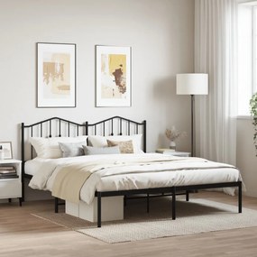 Estrutura de cama em metal com cabeceira 180x200 cm preto