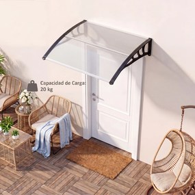Toldo Exterior para Portas e Janelas, 100,5 x 76 x 23 cm, Estrutura com Barras Metálicas, Transparente