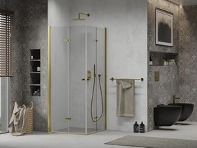 Mexen Lima Cabine de duche dobrável Duo 90 x 90 cm, transparente, dourada - 856-090-090-50-00-02