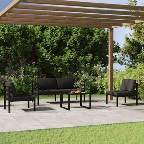 vidaXL 5 pcs conjunto lounge jardim com almofadões alumínio antracite