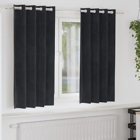 Cortinas Blackout vidaXL com Ilhós 2 pcs Veludo Preto