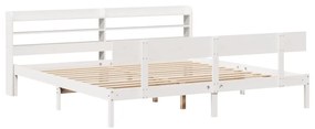 Cama sem colchão 180x200 cm madeira de pinho maciça branco