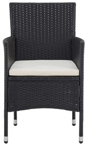 3 pcs conjunto de jantar para jardim preto