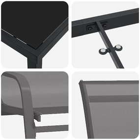 Conjunto de Jardim com 5 Peças - Aço e Textileno Cinza