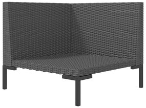 Sofá de jardim com almofadões semicircular vime PE