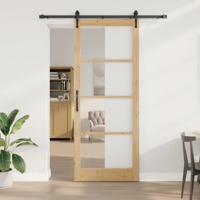 Porta Deslizante vidaXL com Conjunto de Ferragens 83x232 cm Madeira Sólida de Pinus