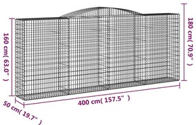 Cestos gabião arqueados 5pcs 400x50x160/180cm ferro galvanizado
