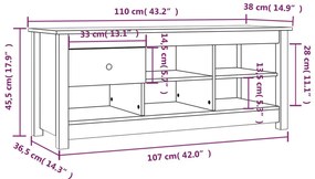 Sapateira 110x38x45,5 cm pinho maciço preto