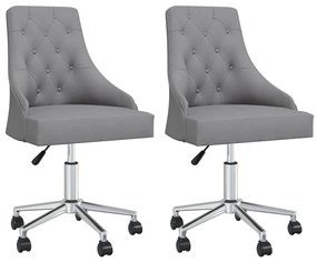 vidaXL Cadeiras de jantar giratórias 2 pcs tecido cinzento-claro