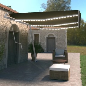 vidaXL Toldo automático com LED e sensor de vento 600x350 cm antracite