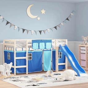 vidaXL Cortinas para cama elevada poliéster azul