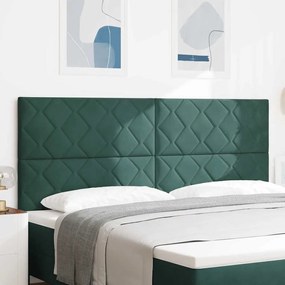 vidaXL Cabeceira LED Bloco de Diamante Verde Escuro 200 cm em Veludo