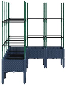 Vaso/floreira de jardim c/ treliça 160x120x142,5 cm PP cinzento azul