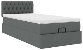 Cama otomana com colchão &amp; LEDs 90x200cm tecido cinzento escuro