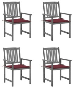 vidaXL Cadeiras de jardim com almofadões 4 pcs acácia maciça cinza