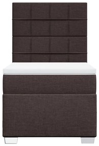 Cama com molas/colchão 100x200 cm tecido castanho-escuro