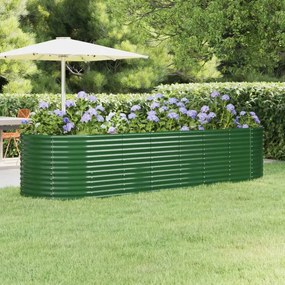 vidaXL Canteiro elevado jardim 322x100x68 cm aço galvanizado verde