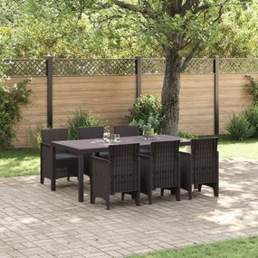 vidaXL Conjunto de Jantar de 7 Peças com Almofadas Castanho Rattan