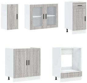 8 peças armário de cozinha conjunto Kalmar cinza sonoma