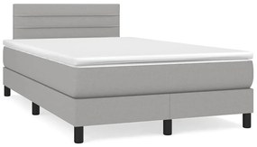 Cama boxspring com colchão 120x190 cm tecido cinzento-claro