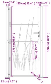 Portão de jardim 105x180 cm aço design erva antracite