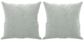Sofá 3 lugares + almofadas decorativas 180cm veludo cinza-claro