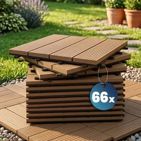 Conjunto de 66 unidades Ladrilhos compostos para terraços, 30 x 30 cm terracota