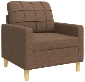 4 pcs conjunto de sofás c/ almofadas/apoio pés tecido castanho