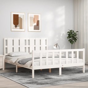Cama sem colchão 160x200 cm madeira de pinho maciça branco