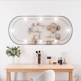 vidaXL Espelho de parede oval com luzes LED 45x100 cm vidro