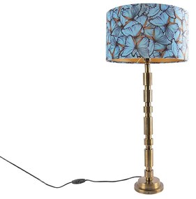 Candeeiro de mesa Art Deco bronze 35 cm com abajur com design de borboleta - Torre Art Deco