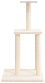 Árvore para gatos c/ postes arranhadores sisal 85,5 cm creme
