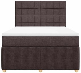 Cama com molas/colchão 140x200 cm tecido castanho-escuro