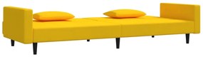 Sofá-cama 2 lugares com duas almofadas veludo amarelo