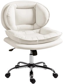 HOMCOM Cadeira de Escritório com Rodas Cadeira para Secretária com Função Inclinável Assento Amplo Sem Braços Duplo Acolchoamento Altura Ajustável 60x65x83-93 cm Cinza Claro