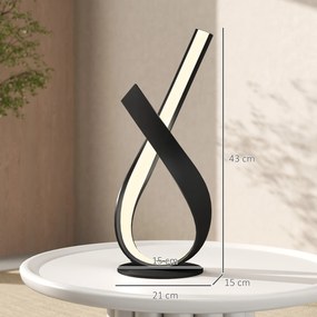 Candeeiro de mesa de design contemporâneo - candeeiro de mesa em espiral - dim. 21 x 15 x 43 cm - alumínio preto, LED branco quente