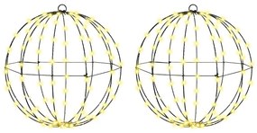 vidaXL Bola com 192 LEDs 2 pcs Branco quente 43,5 cm Metal