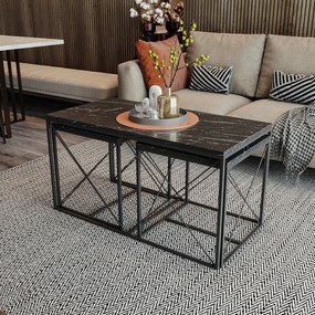 Conjunto de Mesas de Centro Defne – Preto – Medidas: 100x52x50 cm e 45