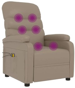 Poltrona massagens reclinável elétrica couro artif. cappuccino
