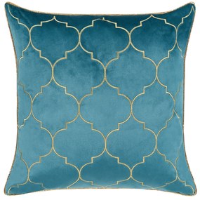 Conjunto de 2 almofadas decorativas com padrão marroquino em veludo azul 45 x 45 cm ALYSSUM Beliani