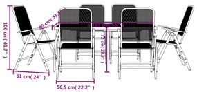 7 pcs conjunto de jantar para jardim rede de metal antracite