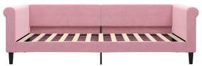 Sofá-cama 100x200 cm veludo rosa