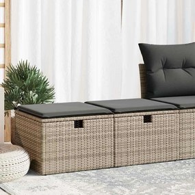 2 pcs conjunto sofás jardim almofadões vime PE/acácia cinzento