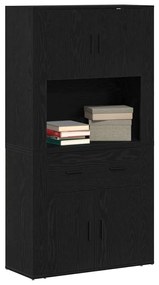 Highboard Carvalho Preto 80x33x150 cm Madeira Envolvente