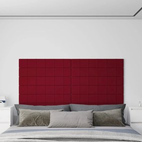 Painel de parede 12 pcs 90x15 cm veludo 1,62 m² vermelho tinto